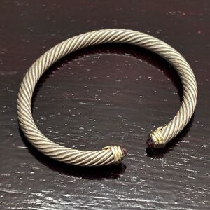 David Yurman vintage sterling Silver and amethyst Gold Twisted Cable Bracelet
